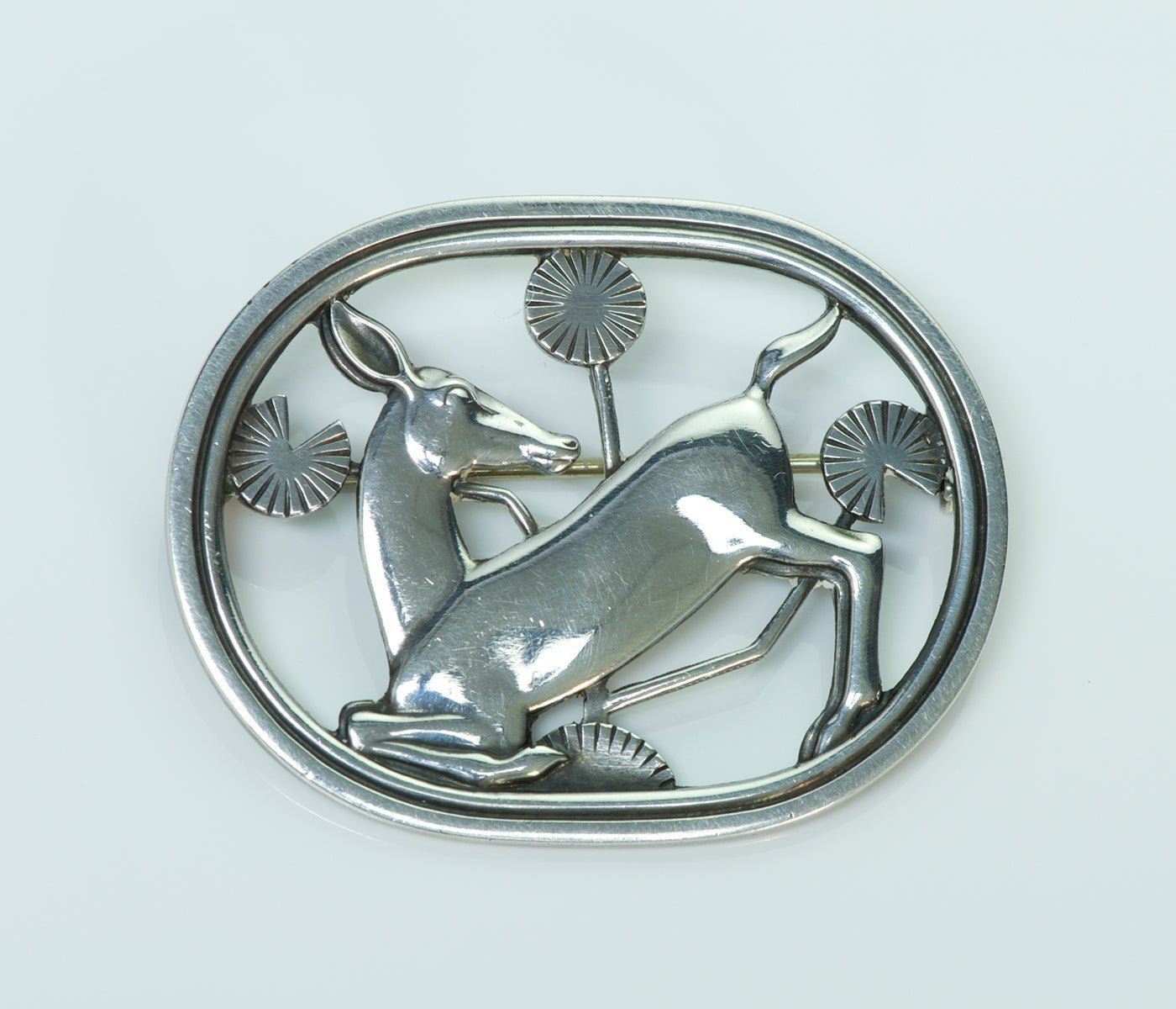 Georg Jensen By Arno Malinowski Art Deco Silver Deer Brooch