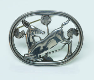 Georg Jensen By Arno Malinowski Art Deco Silver Deer Brooch