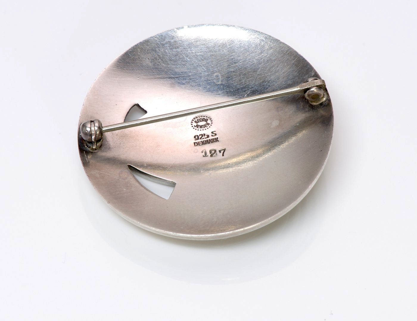 Georg Jensen Coral Sterling Silver Brooch Pin 127
