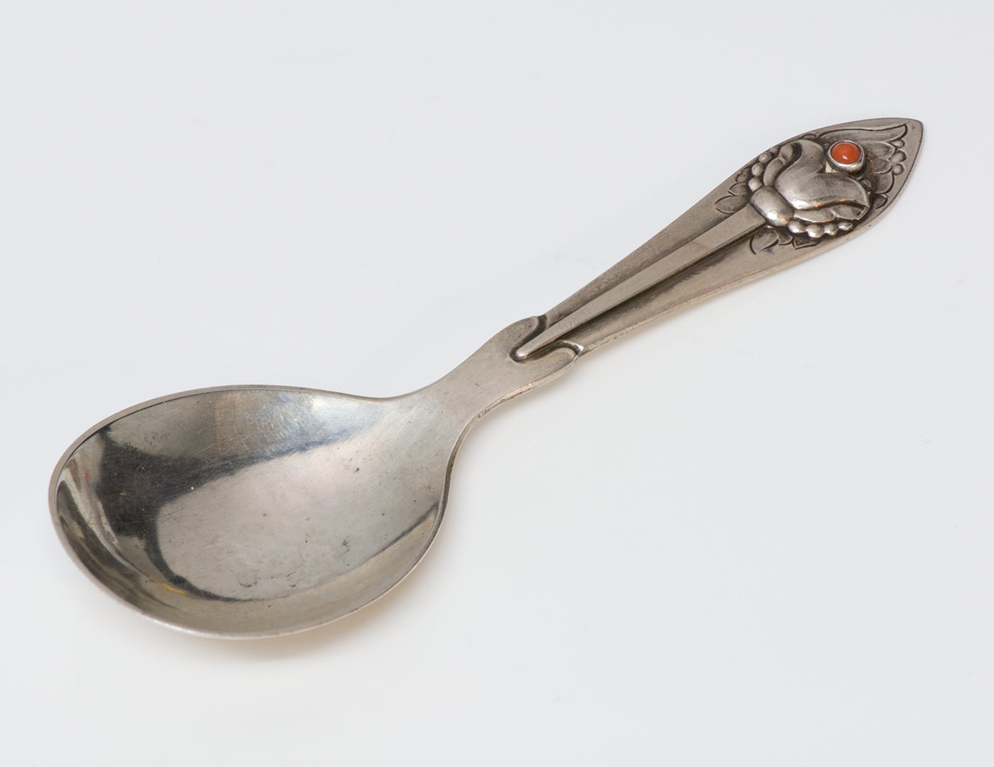 Georg Jensen Coral Sterling Silver Fuchsia Coffee Spoon # 5