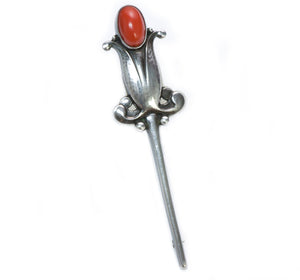 Georg Jensen Silver Coral Pin 121