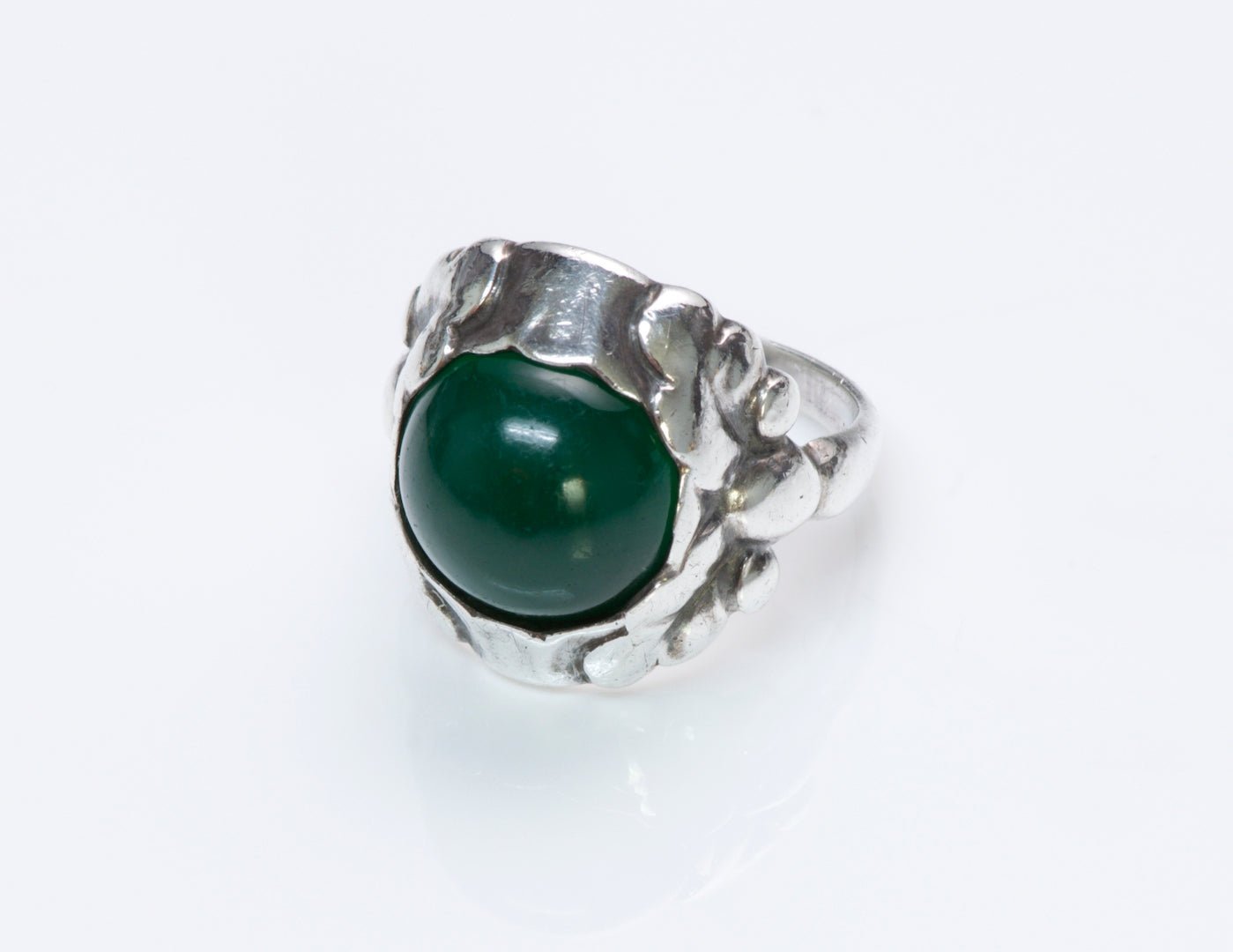 Georg Jensen Silver Green Onyx Ring 11A