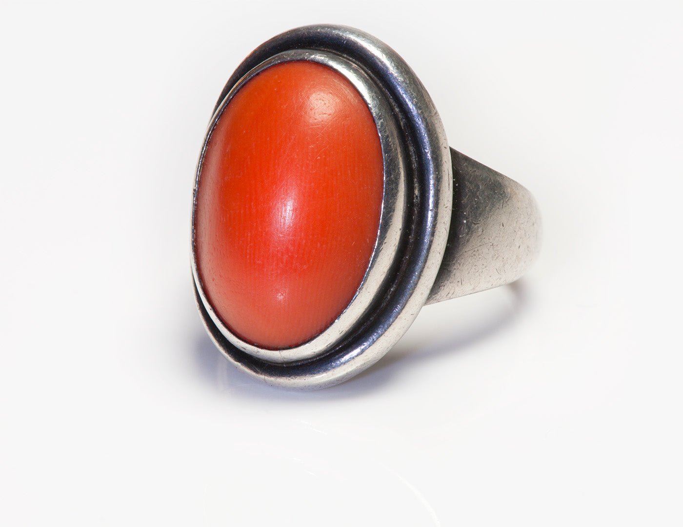 Georg Jensen Sterling Silver Coral Ring by Harald Nielsen 46A