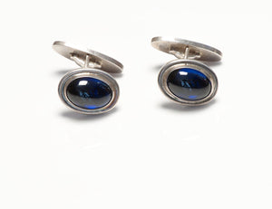 Georg Jensen Sterling Silver Synthetic Sapphire Cufflinks 44