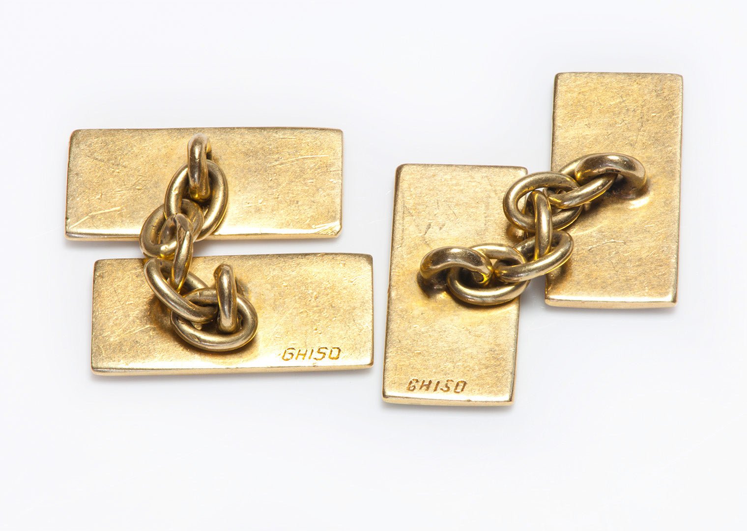 Ghiso Art Deco Gold Geometric Enamel Cufflinks