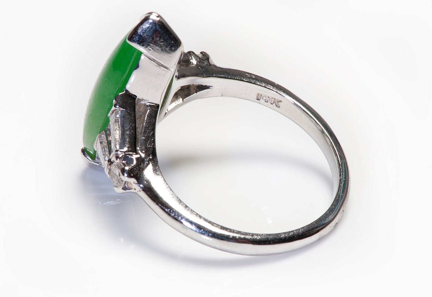GIA Certified Marquise Natural Jadeite Jade Gold Diamond Ring
