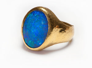 Gurhan 24K Gold Men’s Ring with Natural Opal (GIA Certified)