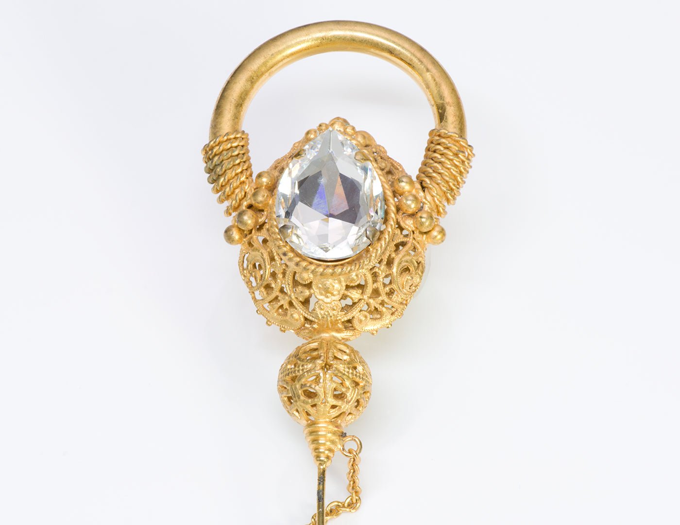 Gianfranco Ferre Gold Tone Crystal Brooch Pin