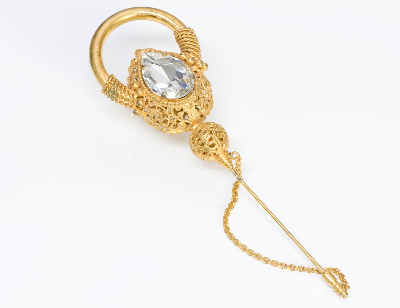Gianfranco Ferre Gold Tone Crystal Brooch Pin