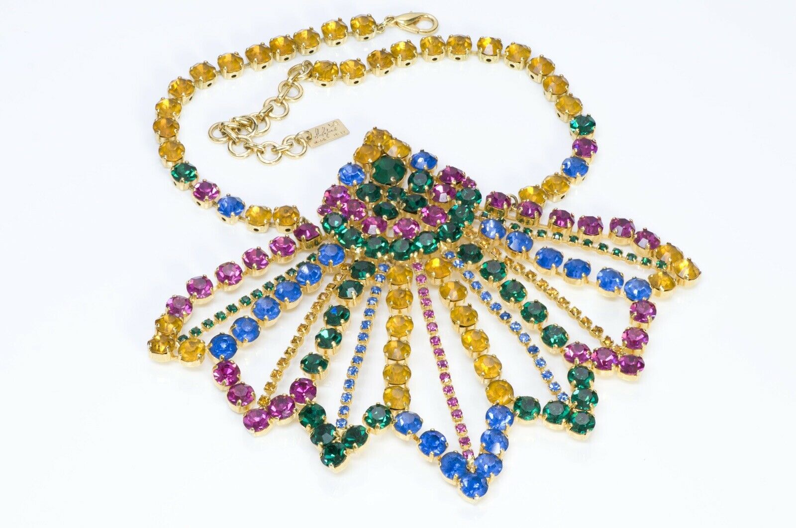 Gianni de Liguoro 1980’s Crystal Fan Pendant Necklace