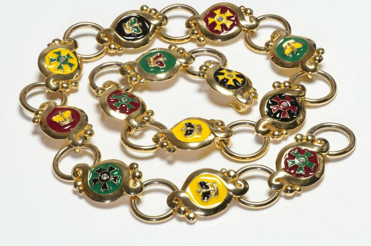 Authentic Gianni Versace silver rhinestone crystal belt chain necklace Milan Spring 1994 Versace Silver Medusa  main image 2