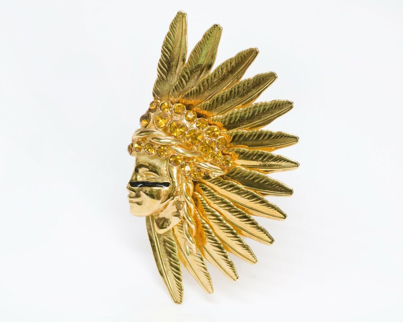 Gianni Versace Gold Tone American Indian Crystal Scarf Ring