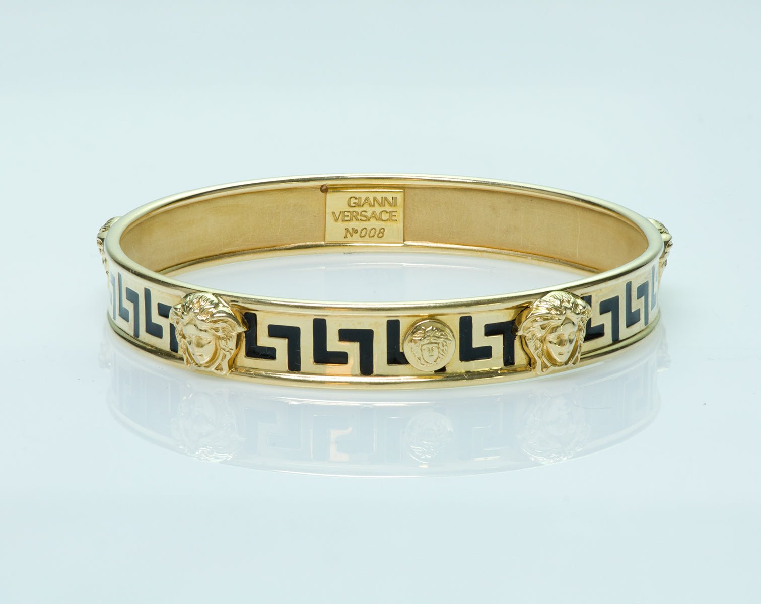 Gianni Versace Medusa 18K Gold Enamel Bangle Bracelet - DSF Antique Jewelry