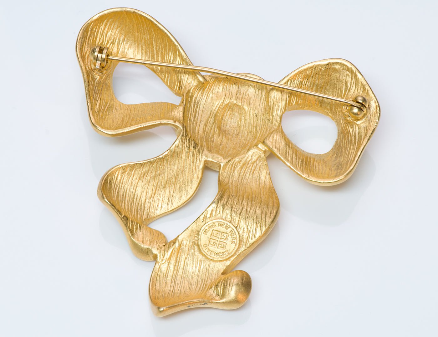 Givenchy Gold Tone Bow Brooch