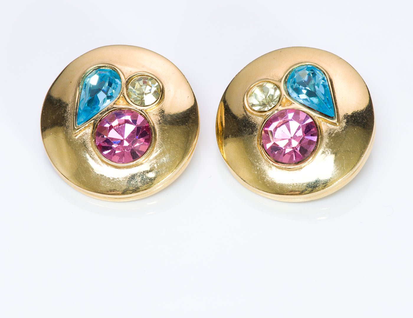 Givenchy Paris Blue Pink Crystal Earrings