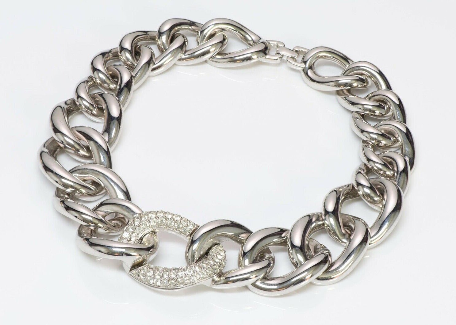 GIVENCHY Paris Chunky Chain Link Crystal Collar Necklace