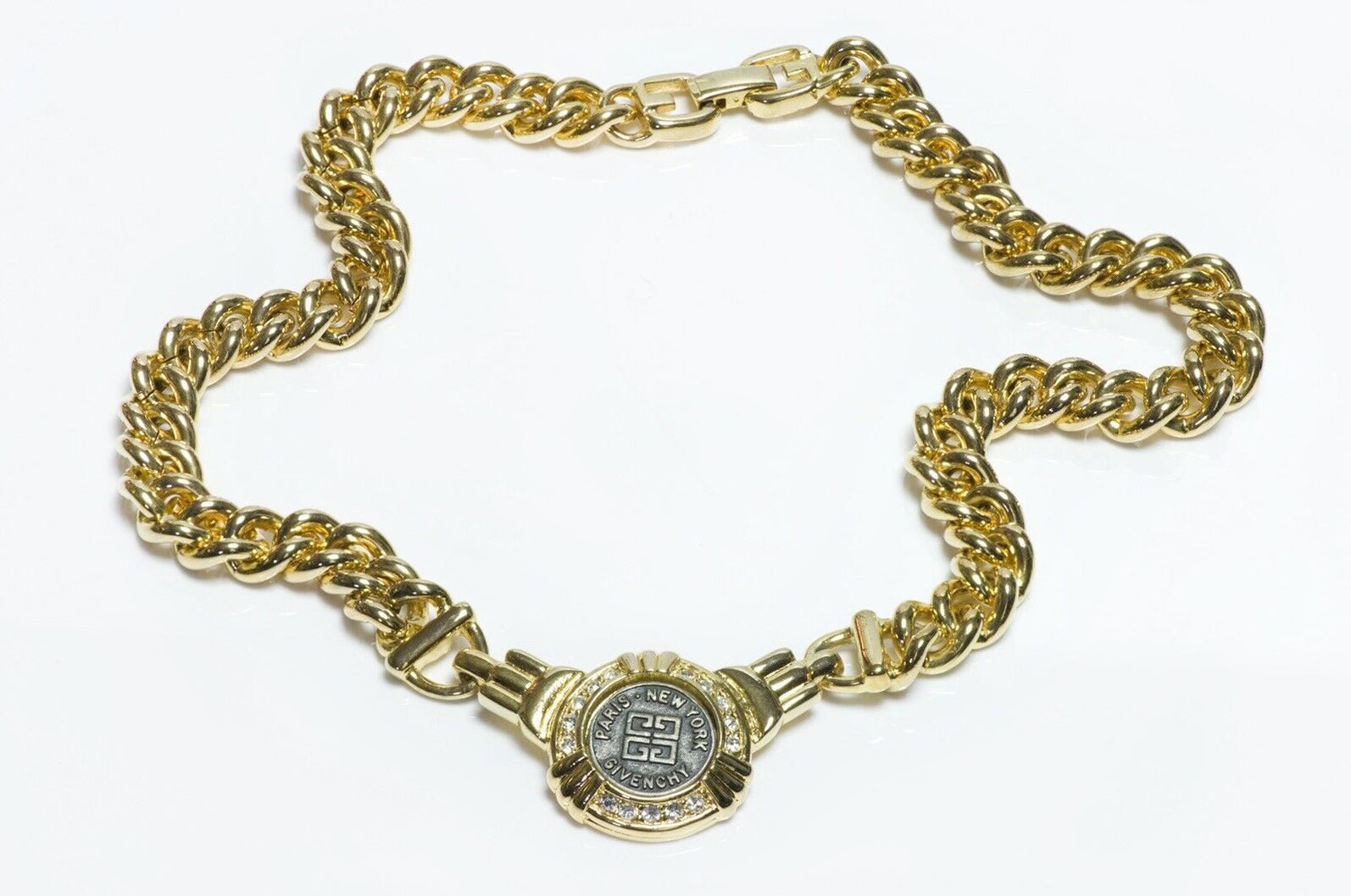 GIVENCHY Paris Crystal Coin Chain Necklace
