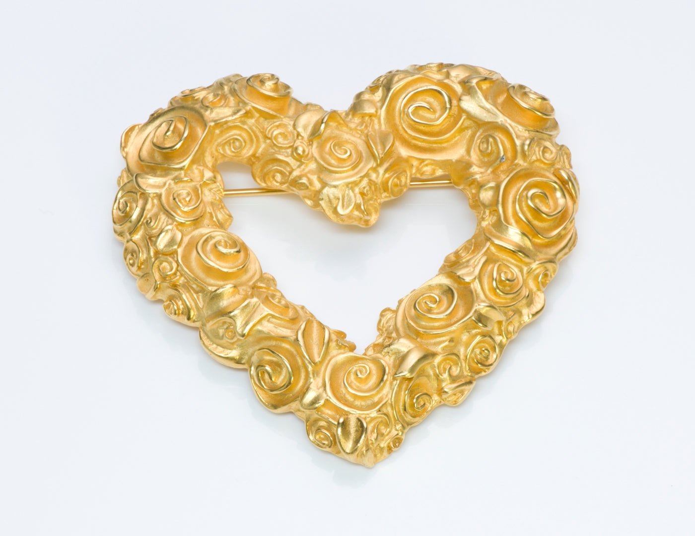 Givenchy Paris Gold Plated Rose Flower Heart Brooch
