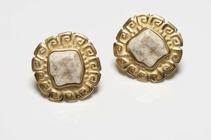Givenchy Paris Gold Plated White Stone Flower Earrings