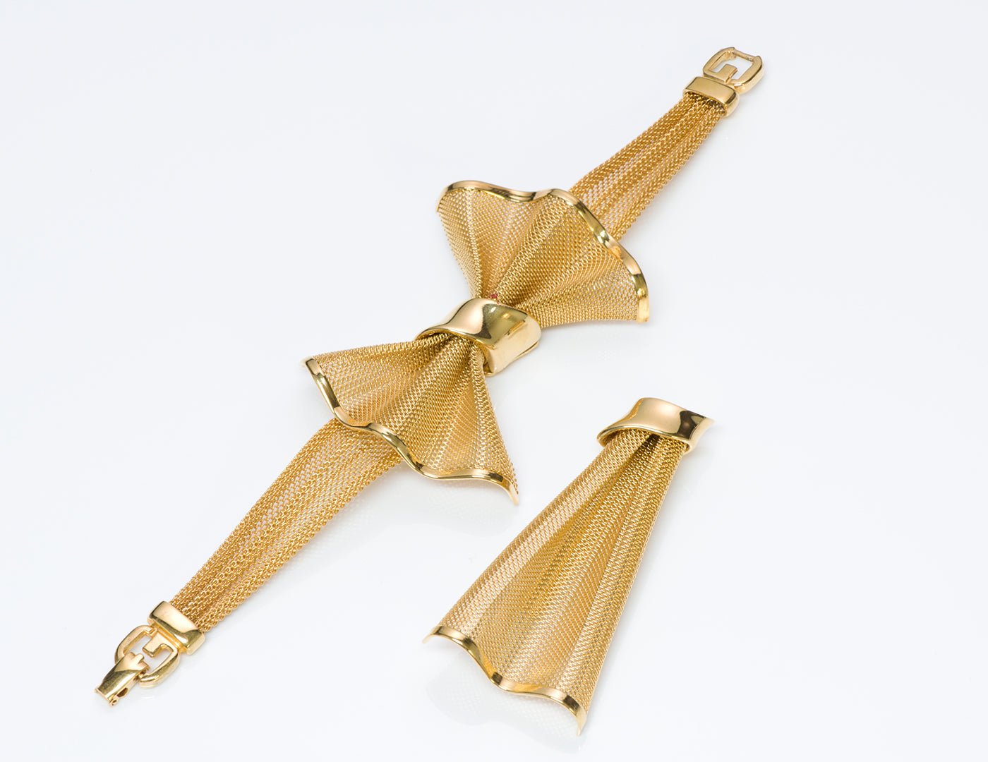 Givenchy Paris Mesh Bow Bracelet Brooch Set