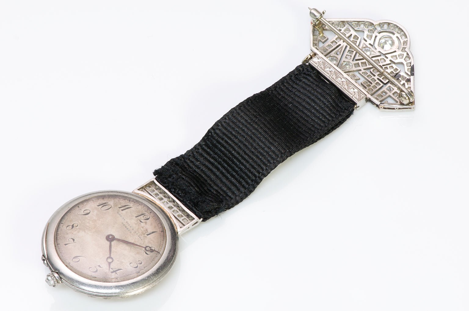 Golay Fils & Stahl Antique Platinum Rose Diamond Watch Fob