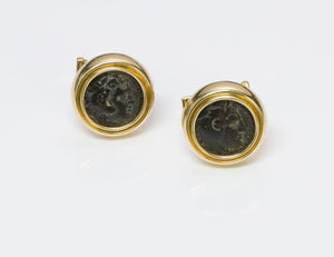Vintage 18K Yellow Gold Ancient Coin Cufflinks