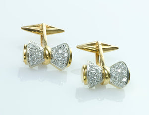 Gold Diamond Bow Cufflinks
