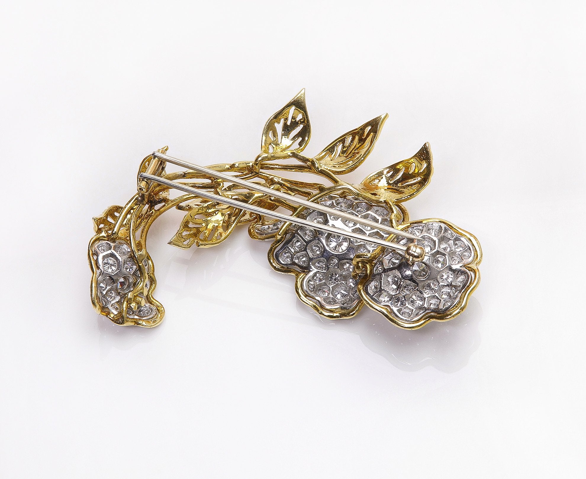 Gold Diamond Flower Brooch