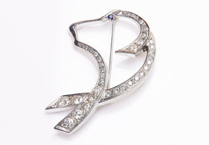 Gold Diamond Stylized Dog Brooch