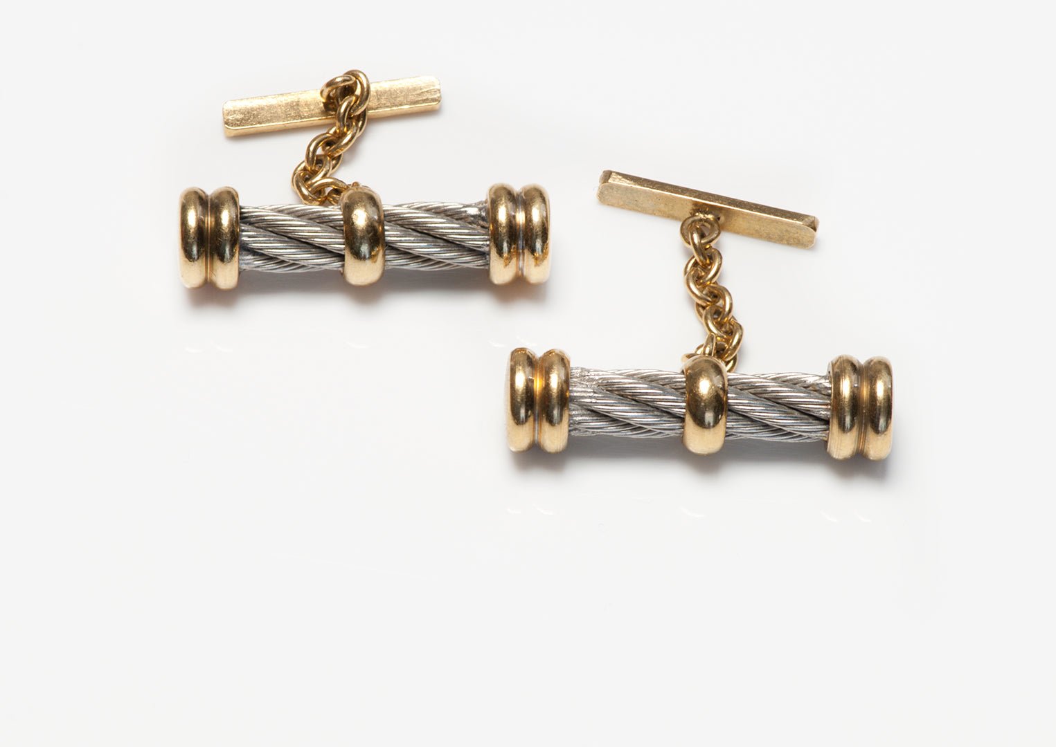Gold Plate Cable Steel Chain Cufflinks