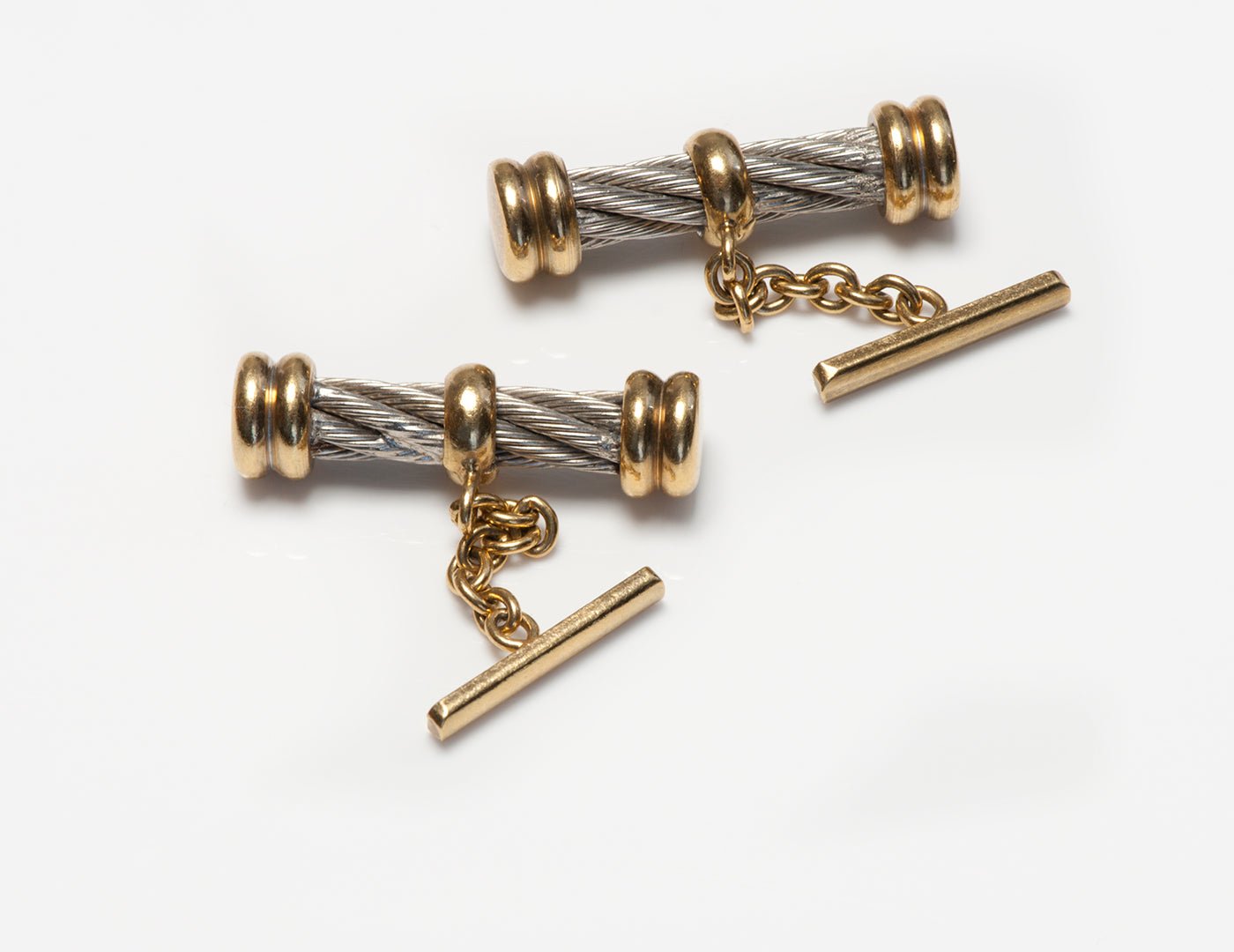 Gold Plate Cable Steel Chain Cufflinks