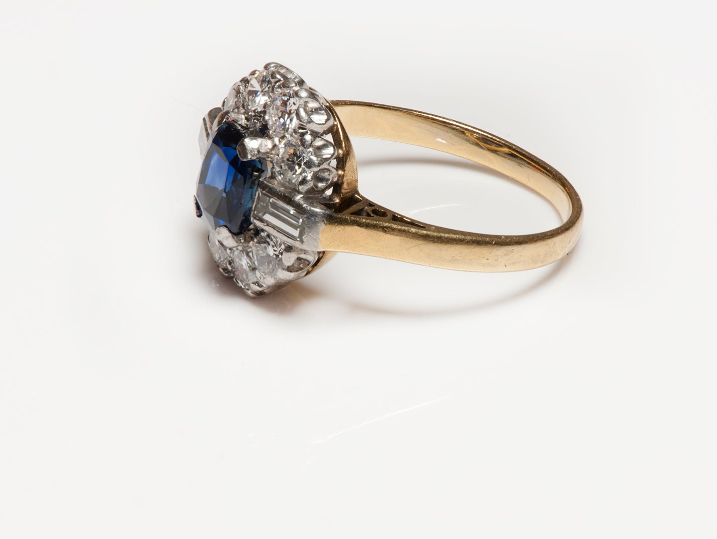 Gold Platinum Sapphire Diamond Ring