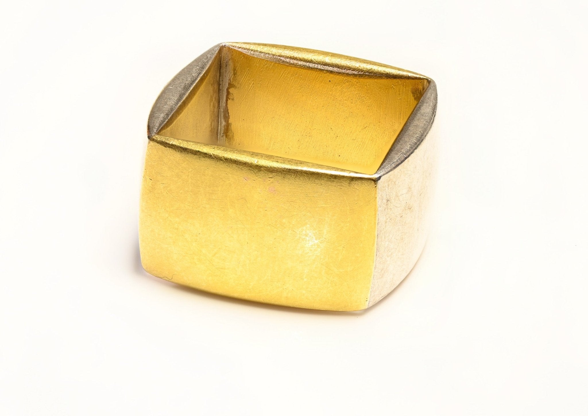 Gold Platinum Wide Square Band Ring