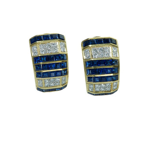 Gold Sapphire Diamond Earrings
