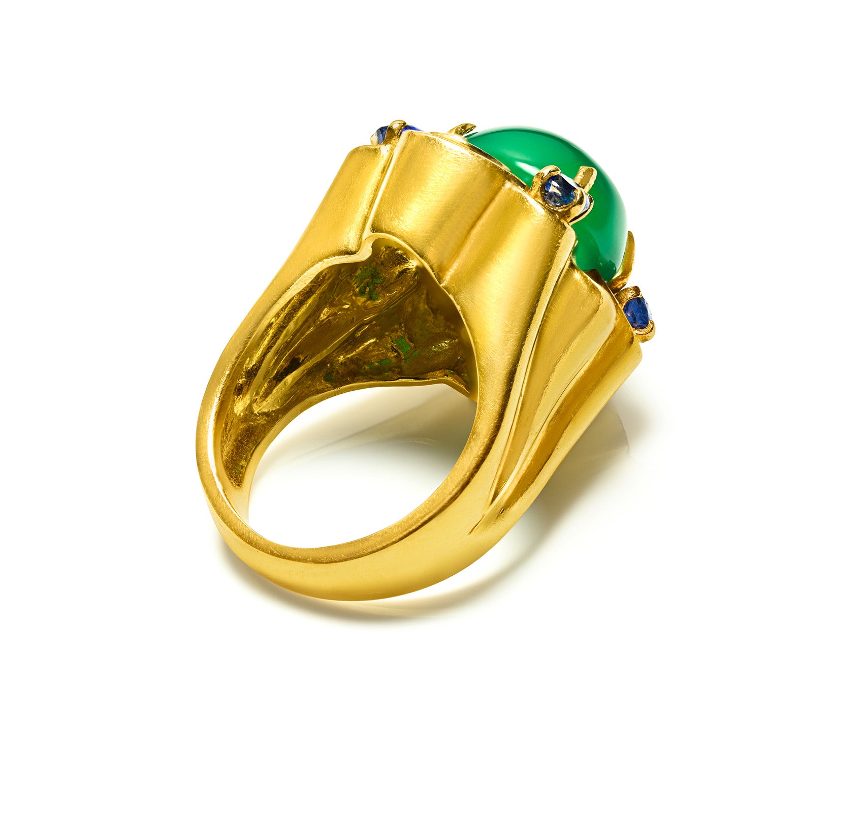 Wonder Women’s Gold Green Onyx Diamond Sapphire Ring