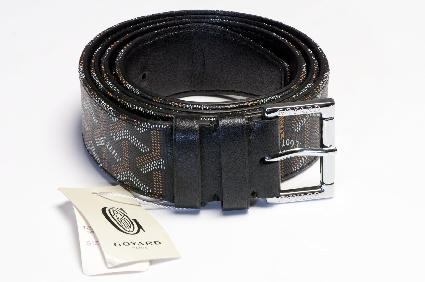 Goyard Paris Black Brown Monogram Leather Goyardine Men’s Belt