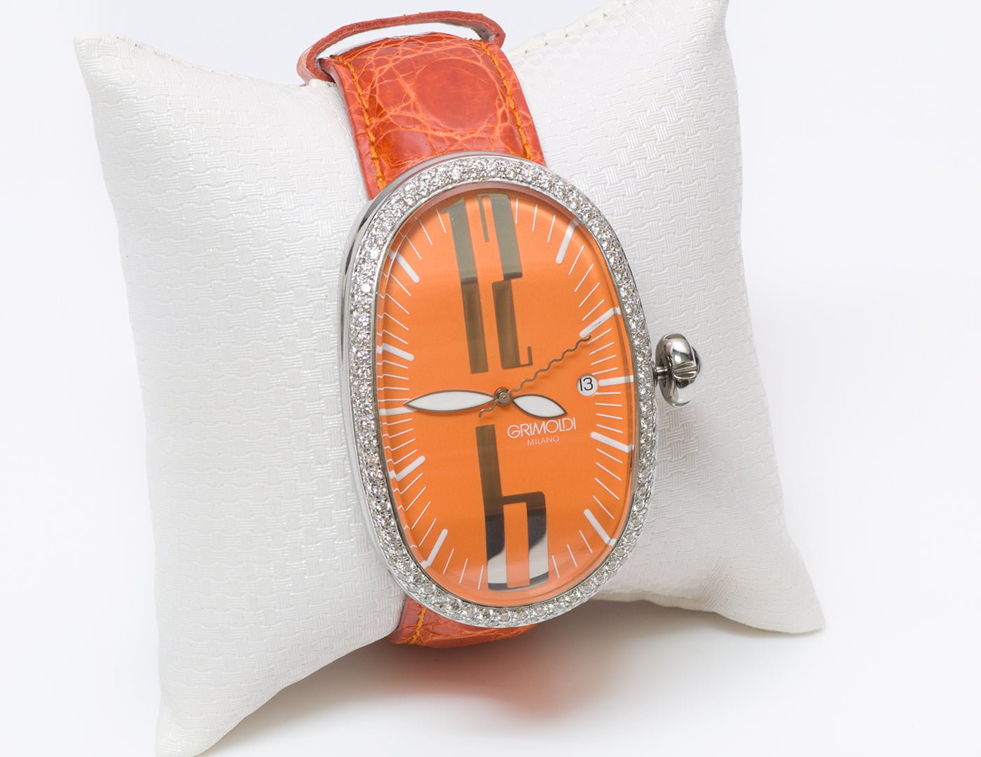 Grimoldi Diamond Orange Dial Automatic Watch