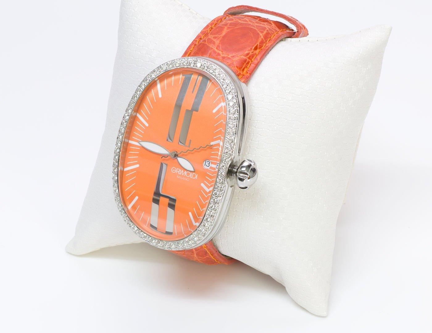 Grimoldi Diamond Orange Dial Automatic Watch
