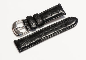 Grimoldi Men's Black Crocodile Watch Band Strap