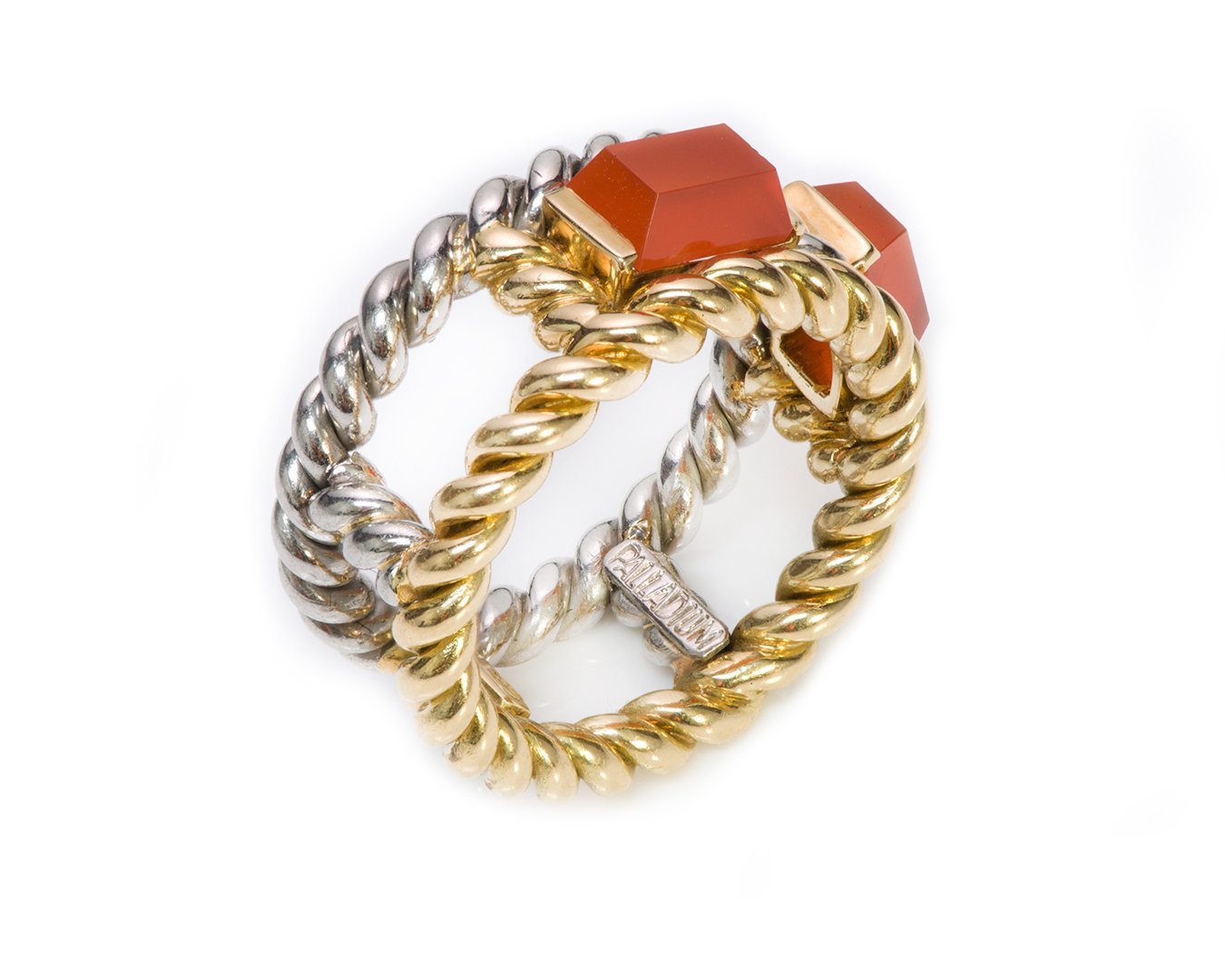 Gübelin Palladium 18K Gold Carnelian Rope Ring