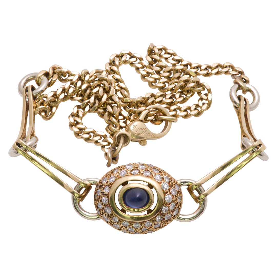 Gucci Galleria 18K Gold Diamond Sapphire Necklace
