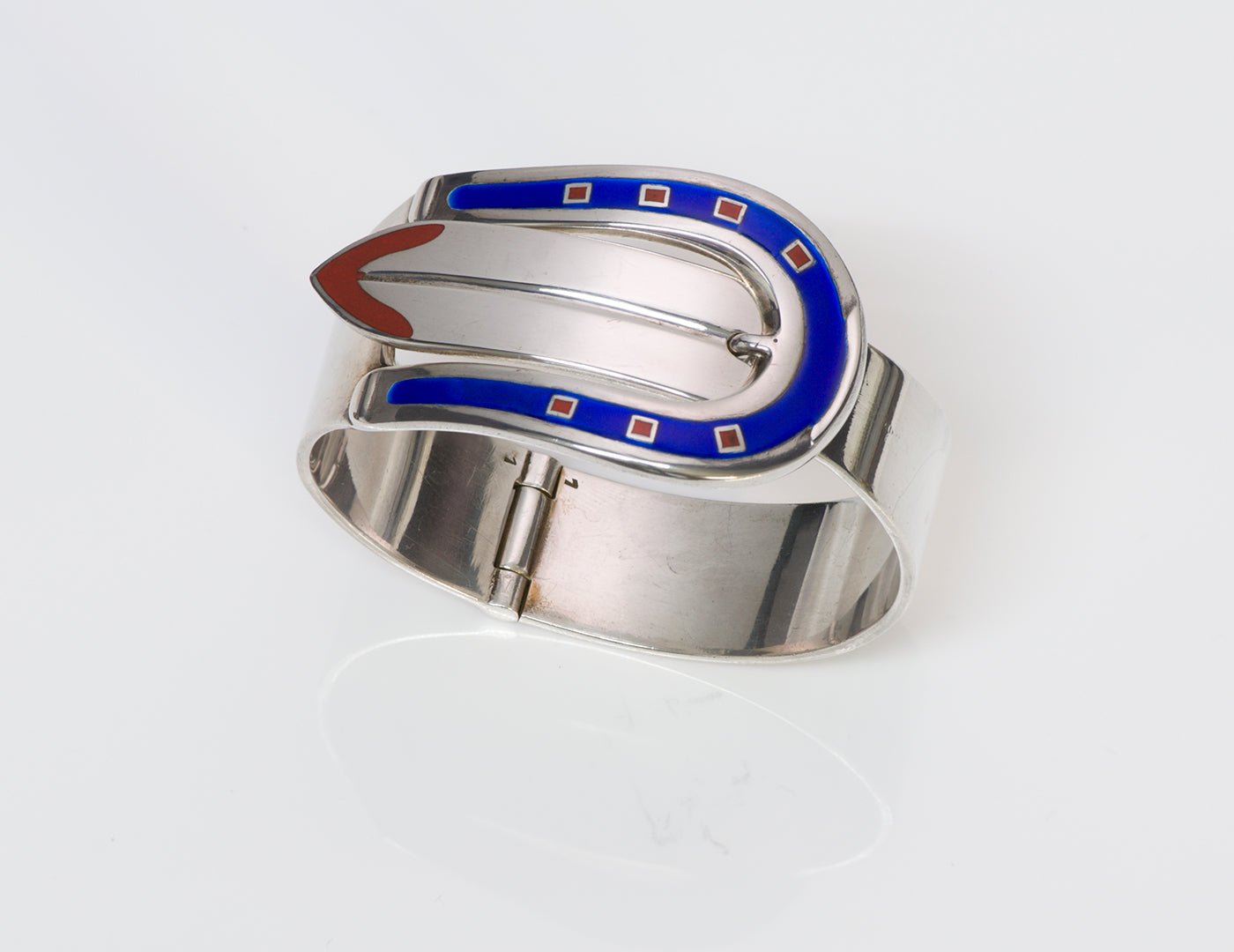 Gucci Silver Enamel Horseshoe Bracelet