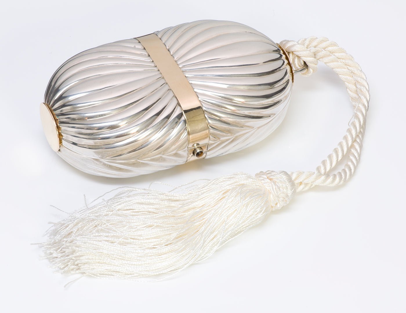 Gucci Sterling 18K Gold Tassel Minaudiere Clutch Bag