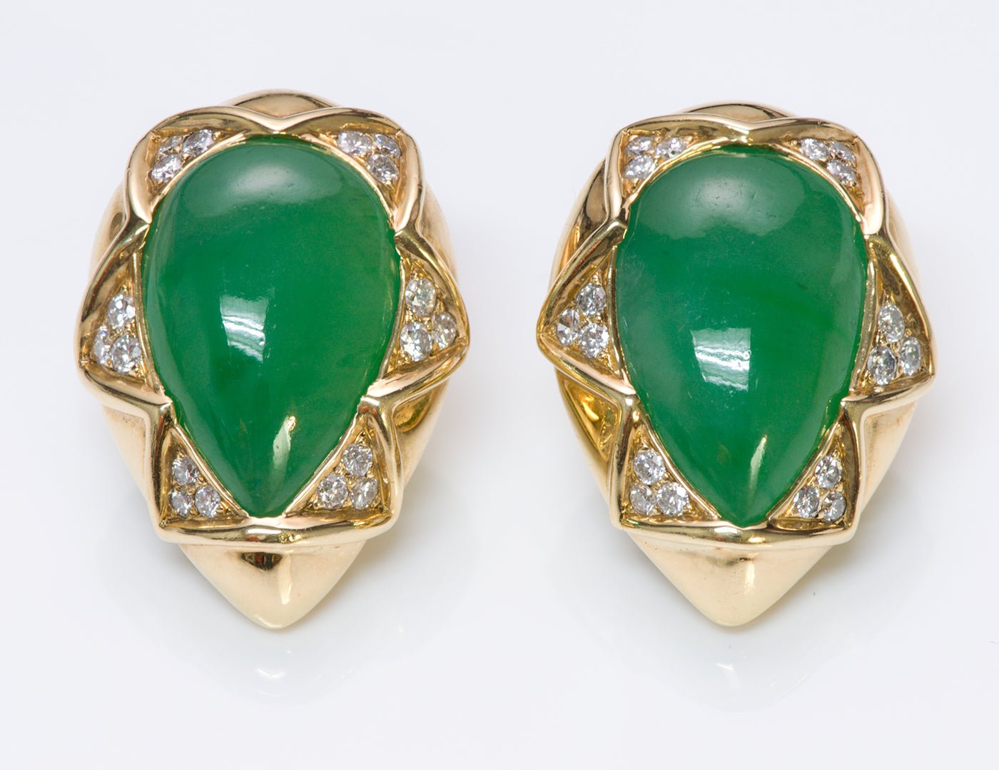 Gump's Jade Diamond 18K Gold Earrings