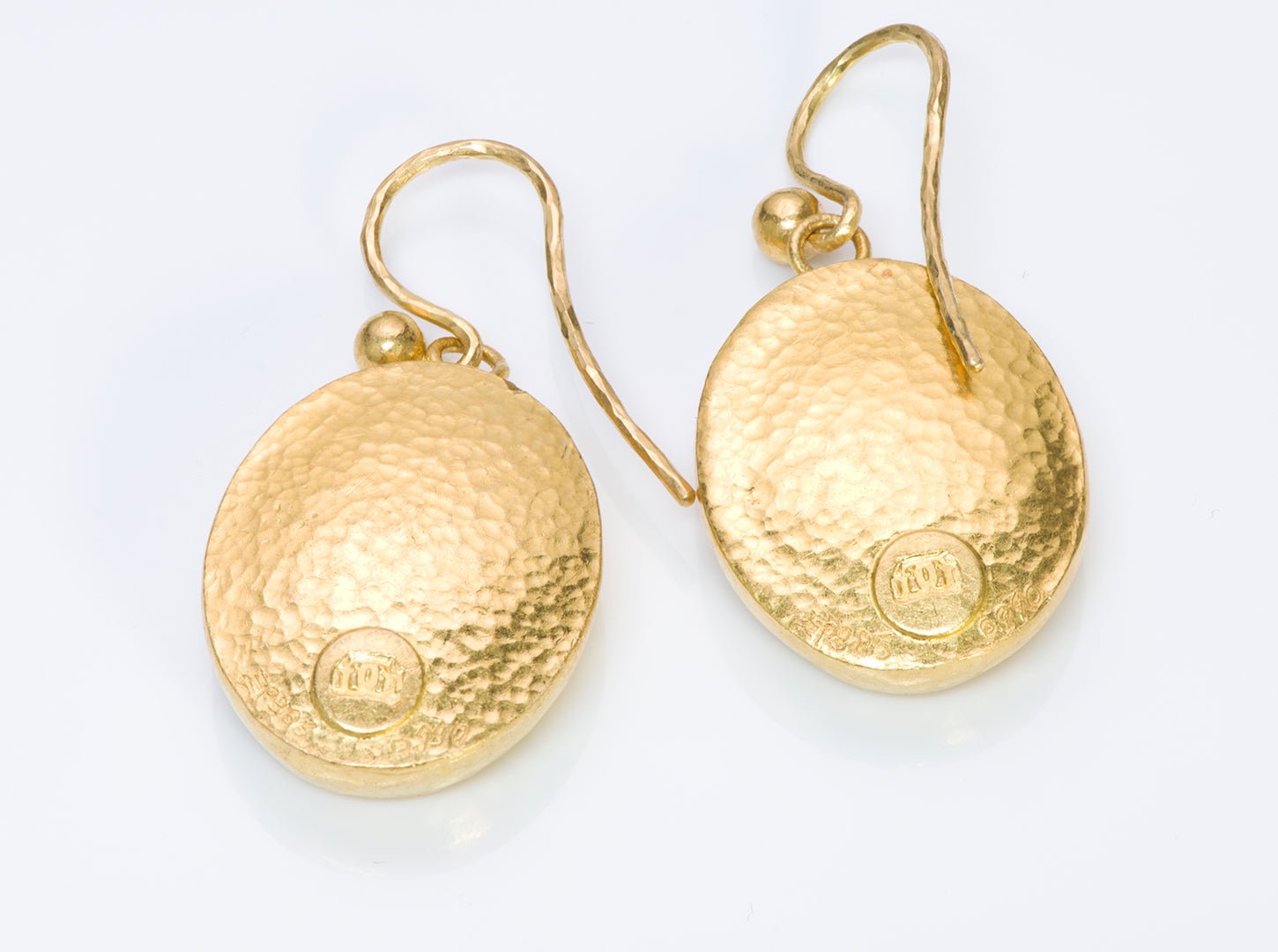 Gurhan Mosaic Hammered 24K Gold Drop Earrings