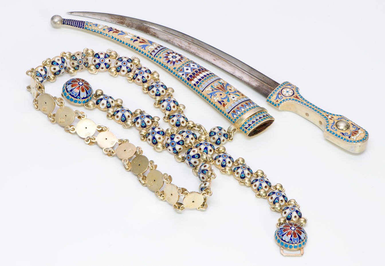 Gustav Klingert Antique Silver Enamel Sword Belt