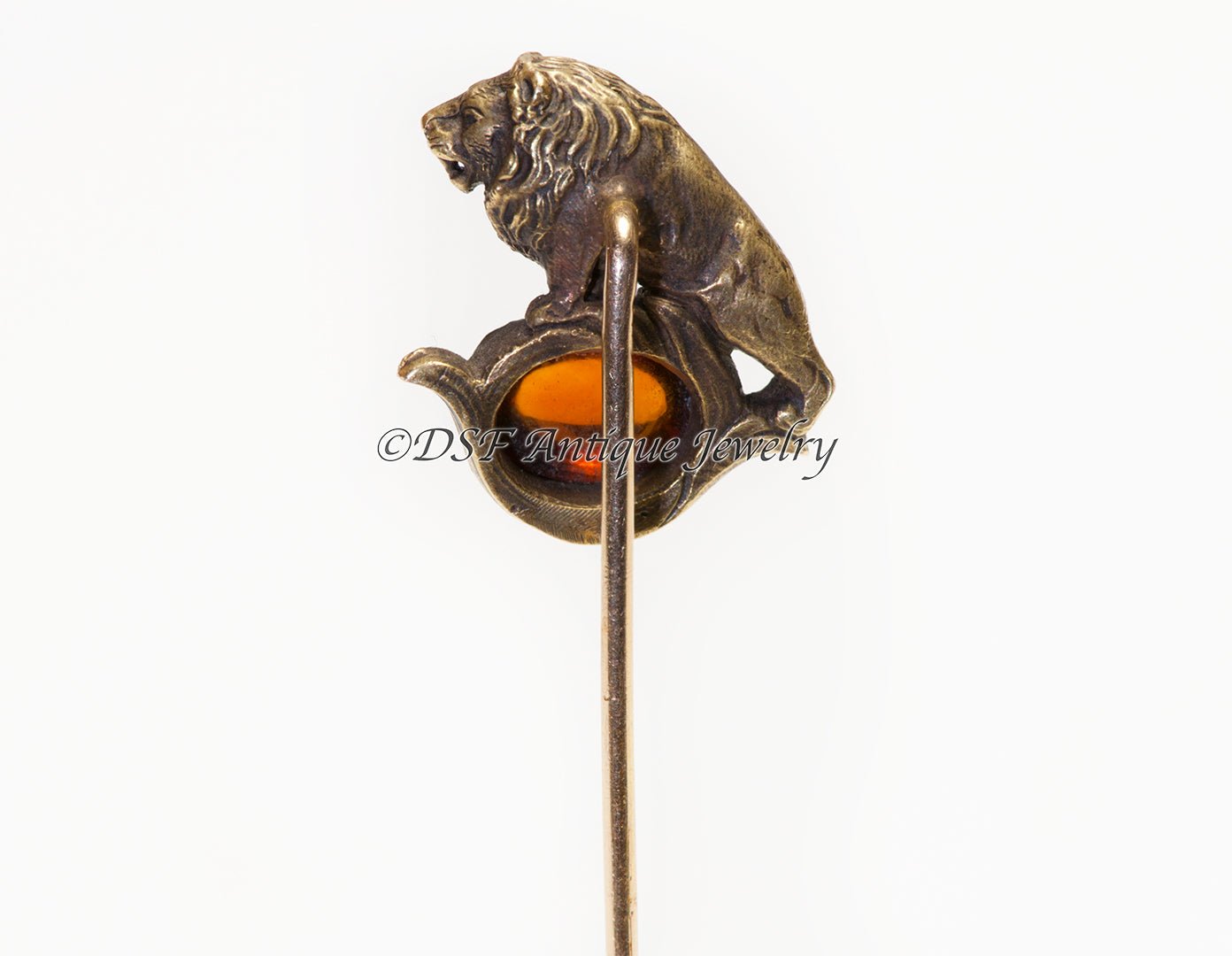 Gustav Manz Gold Lion Citrine Stick Pin