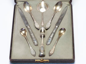 Gustave Keller French Silver Tea Set & Box