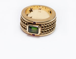 H. Stern 18K Gold Tourmaline Ruby Band Ring