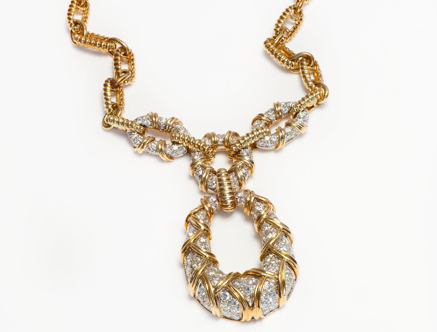 Hammerman Brothers 18K Gold Diamond Chain Link Necklace